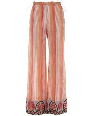 Devotion Alikto Stripe-Print Flared Trousers - White
