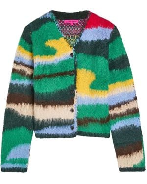 The Elder Statesman Cárdigan en jacquard con cuello en V - Verde