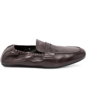 Prada Leather Elasticated-Heel Loafers - White