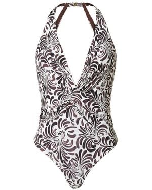 Twinset Botanical-Print One-Piece Swimsuit - White