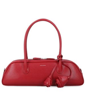 Magda Butrym Brigitte Trapeze Rose-Detail Leather Tote Bag - Red