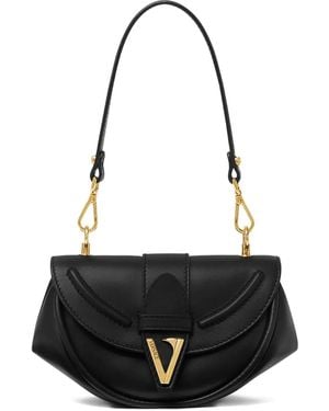 Versace "Virtus" Small Shoulder Bag Calf Leather - Black