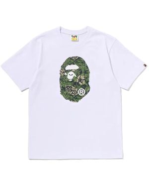 A Bathing Ape Ape Head Floral-Print T-Shirt - White
