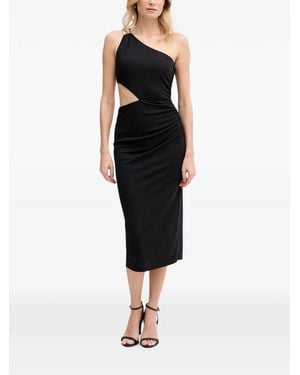 GAUDI One-Shoulder Cut-Out Midi Dress - Black