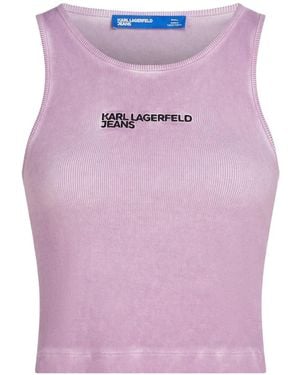 KARL LAGERFELD Washed Ribbed Tank Top - Purple