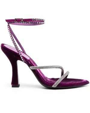 3Juin Crystal-Strap Velvet Sandals - Pink