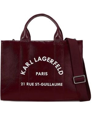 Karl Lagerfeld Borsa Tote Rue St-Guillaume Media Con Finitura Cerata - Viola