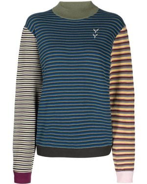 YANYAN KNITS カラーブロック ストライプ セーター - ブルー