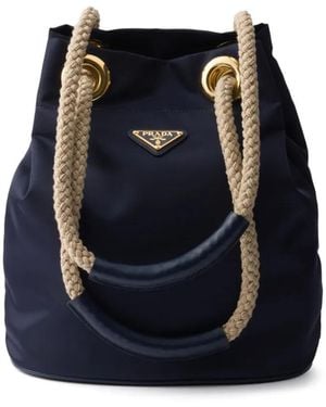 Prada Re-Nylon Kleine Bucket-Tas - Blauw