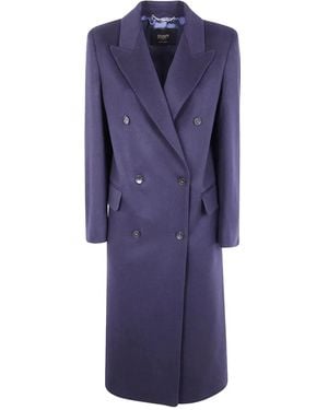 Seventy Cashmere Double-Breasted Coat - Blue