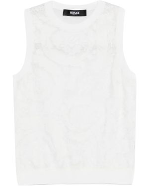 Versace Lace Knit Top - White