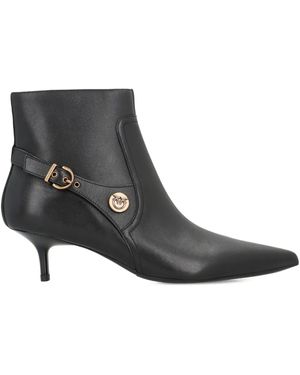 Pinko Buckle-Detail Pointed-Toe Boots - Black