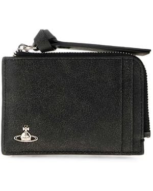 Vivienne Westwood Orb-Plaque Zip-Around Card Holder - Black