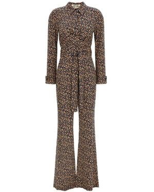 Diane von Furstenberg Michele Murano Eye Diagonale Marittimo-Print Jumpsuit - Brown