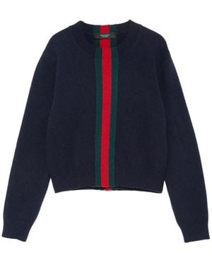 Gucci Pullover Mit Webstreifen - Blau