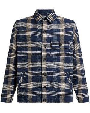 Etro Checked Knitted Shirt Jacket - Blue