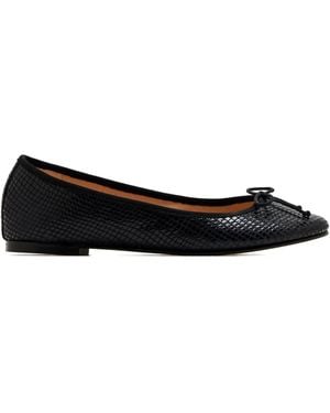 House Of Ballerinas スネークスキンリボン フラットシューズ - ブラック