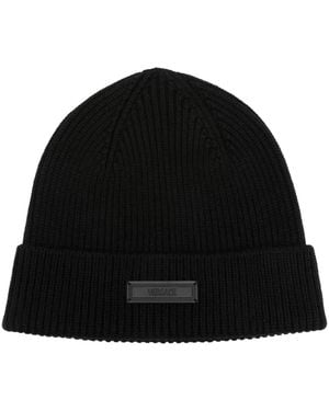 Versace Logo-Appliqu� Wool Beanie - Black