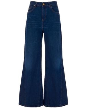 Lois Logo-Patch Flared Jeans - Blue