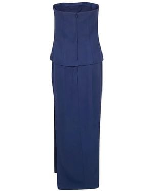 Ralph Lauren Robe Longue À Design Sans Bretelles - Blue