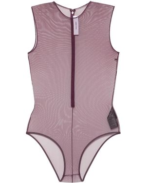 Alex Perry Crew-Neck Mesh Bodysuit - Purple