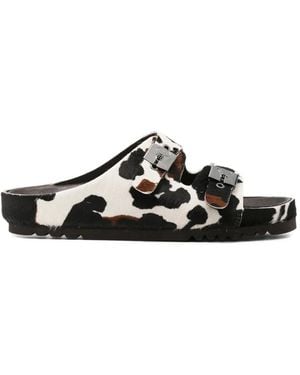Scholl Cow-Print Sandals - White