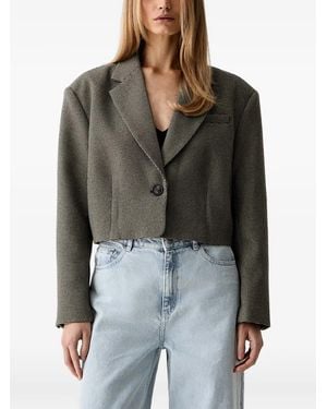 Gestuz Houndstooth Cropped Blazer - Black