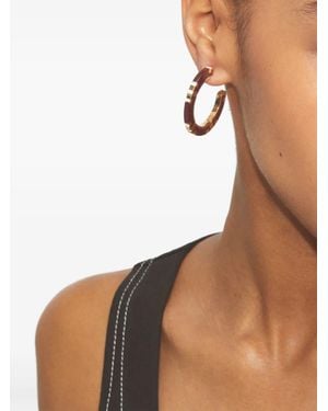 Tory Burch Pendientes De Aro T Stripe - Marrón