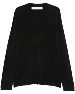 Isabel Benenato Button V-Neck Cardigan - Black