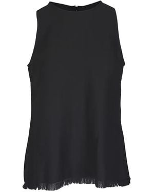 Antonelli Fringed Round-Neck Top - Black