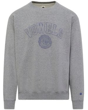vowels Faded Collegiate-Print Jumper - Grey