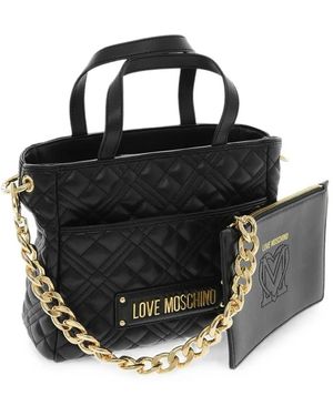 Love Moschino Quilted Logo-Plaque Tote Bag - Black