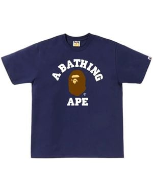 A Bathing Ape Camiseta College Con Logo Estampado - Azul