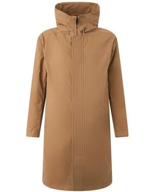 Herno Hooded Concealed-Fastening Coat - Natural