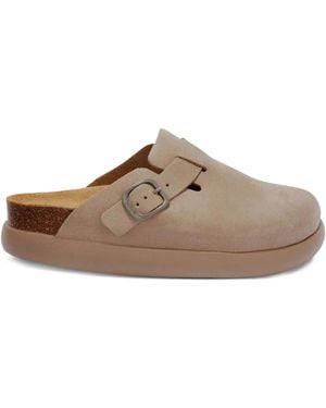 Scholl Fae バックル スエードミュール - ブラウン