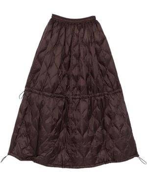 Taion Quilted Drawstring Midi Skirt - Brown