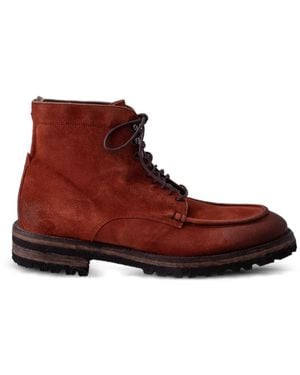 LES HÉRITIERS Lace-Up Suede Boots - Red