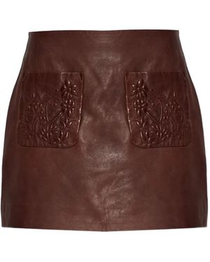 Munthe Minijupe Bellia En Cuir - Brown