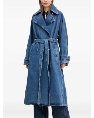 HUGO Belted Denim Trench Coat - Blue