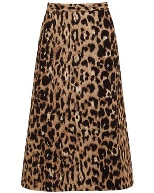 Temperley London Amara Leopard-Print Midi Skirt - Natural