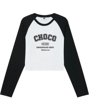 Chocoolate Raglan-Sleeve Cropped T-Shirt - Black