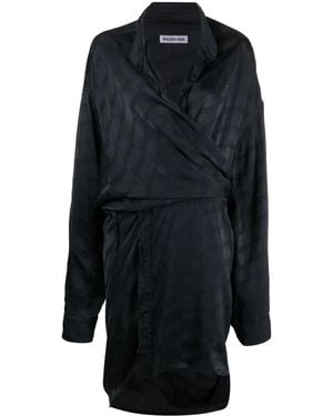 Balenciaga Bb Monogram Wrap Dress - Blue