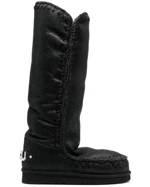 Mou 40 Rhinestone-Logo Boots - Black