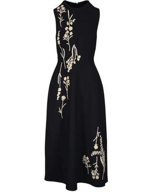 Lela Rose Abito Hailey Con Ricamo A Fiori - Nero