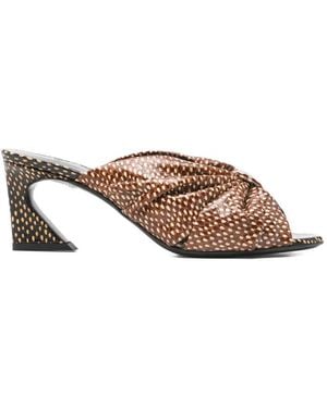 Fendi Arco Ruched Heeled Sandals - Brown