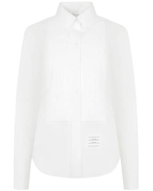 Thom Browne Pleated-Bib Buttoned Shirt - White