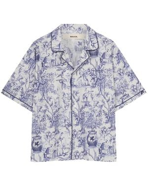 ROUGH Printed Short-Sleeve Shirt - Blue