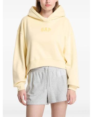 Gap Logo-Print Cropped Hoodie - White
