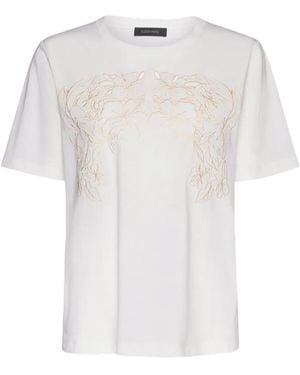 Elena Miro T-Shirt À Fleurs Brodées - White