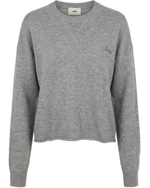 Autry Embroidered-Logo Crew-Neck Sweatshirt - Gray